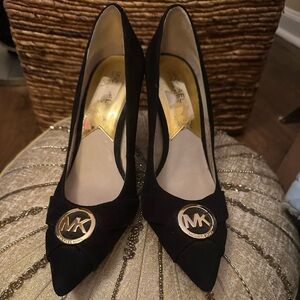 SOLD!!!! 
Michael Kors Black Heels with Gold Logo